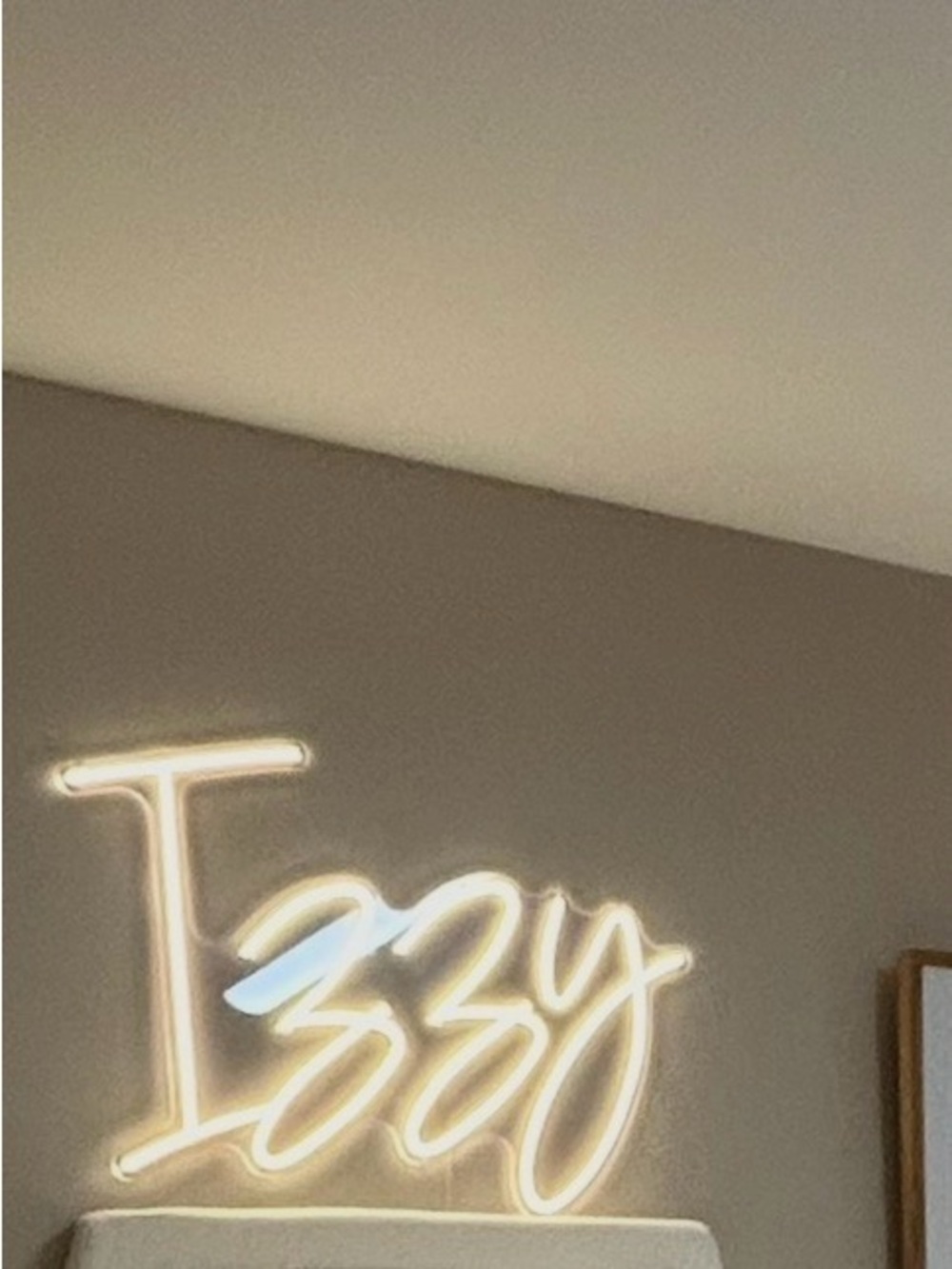 Custom Izzy Neon Wall Sign - Warm White Script LED - Picture 2 of 2